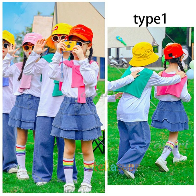 livemartの女の子 デニム レッド チアガール K-pop 無地 演出服 ブルー スカート イエロー スカート 原宿系 ダンス衣装 キッズダンス衣装 団体服 オレンジ ジャズダンス公演着 文化祭 hiphop 舞台 学園祭 グリーン ダンススカート ガールズ 体育祭 ホワイト 発表会｜アングル2