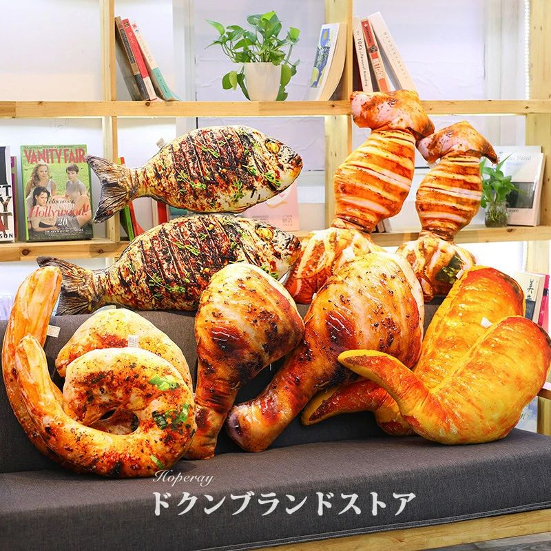 腹ペコ クッション 食べ物 寝具 リアル 手羽先 誕生日 ミニ イカ 抱き枕 飲食店 烏賊 20cm 添い寝 おもちゃ ギフト 唐揚げ 入学祝い 小さいサイズ 楽天海外通販 鶏もも肉 2個セット 新年 バーベキュー インテリア 撮影用 正月飾り チキン 3D効果 ぬいぐるみ 剥きエビ