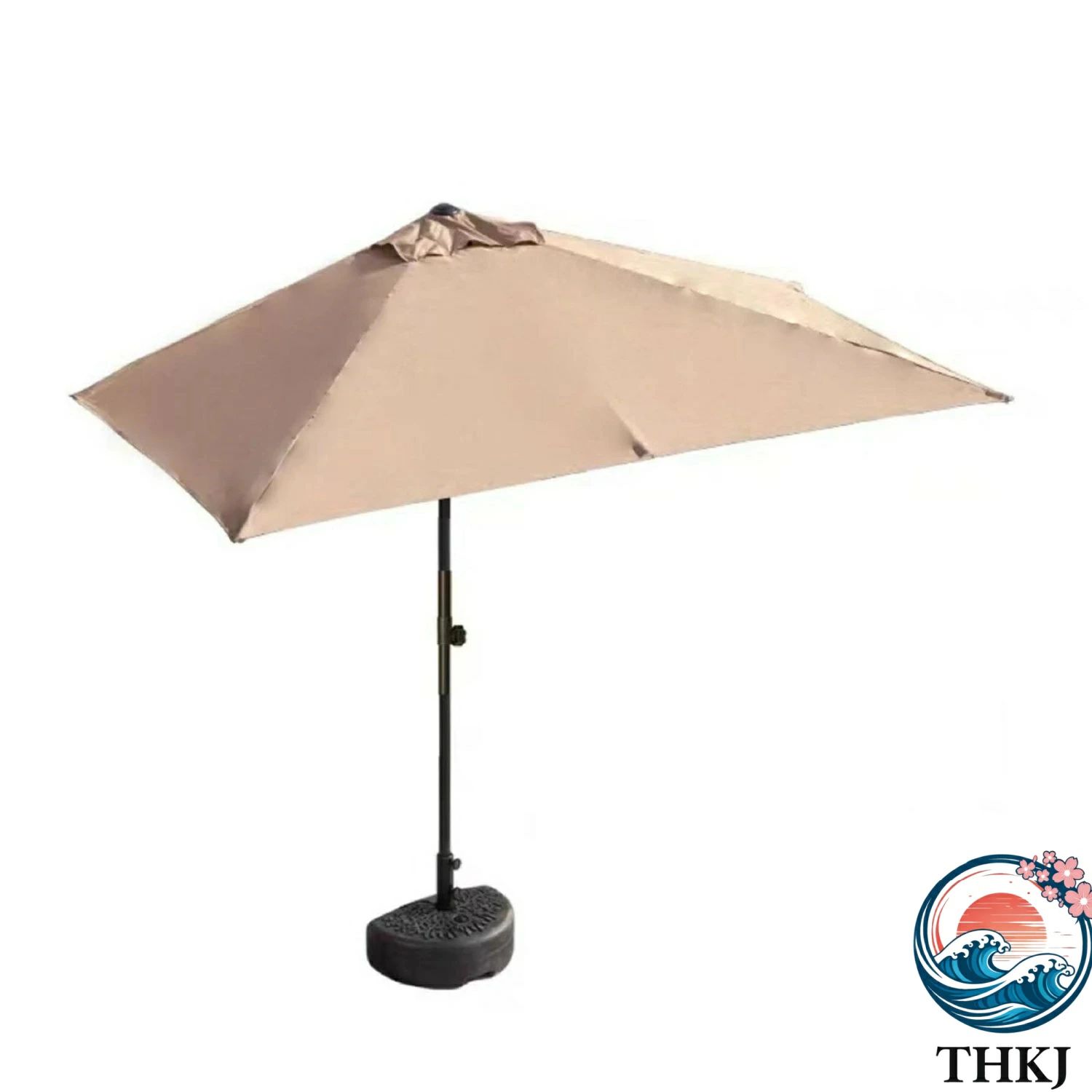 Parasols - 庭・ベランダ・公園・ビーチ・キャンプ・コーヒーショップ 組立簡単 パラソルハーフ (約)長さ250cm×幅130cm×高さ170-260cm 日除け 高さ調節可能 ガーデンパラソル 半円パラソル 撥水加工 UVカット