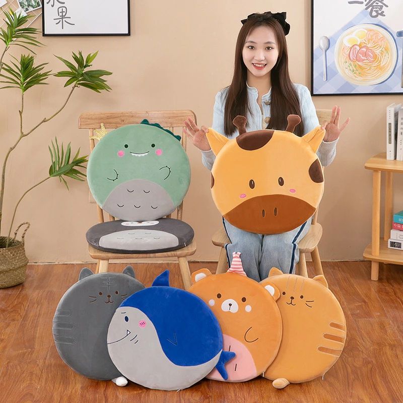 椅子用クッション 四季適用 洗える オフィスクッション チェアクッション シートクッション 通気 デスクワーク チェアクッション アニマル柄 座布団 オールシーズン 低反発 椅子用 丸型 楽天海外通販 おしゃれ 送料無料
