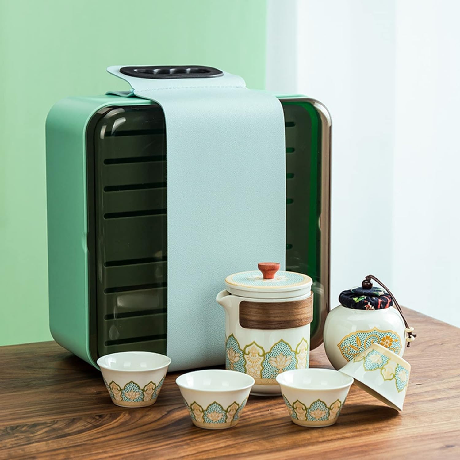 メッキ金 リーフティー ギフト 耐熱 会社 磁器製 通勤 贈り物 茶器セット 工芸茶 茶こし付 急須セット おしゃれ 紅茶 湯呑み 携帯用 和風