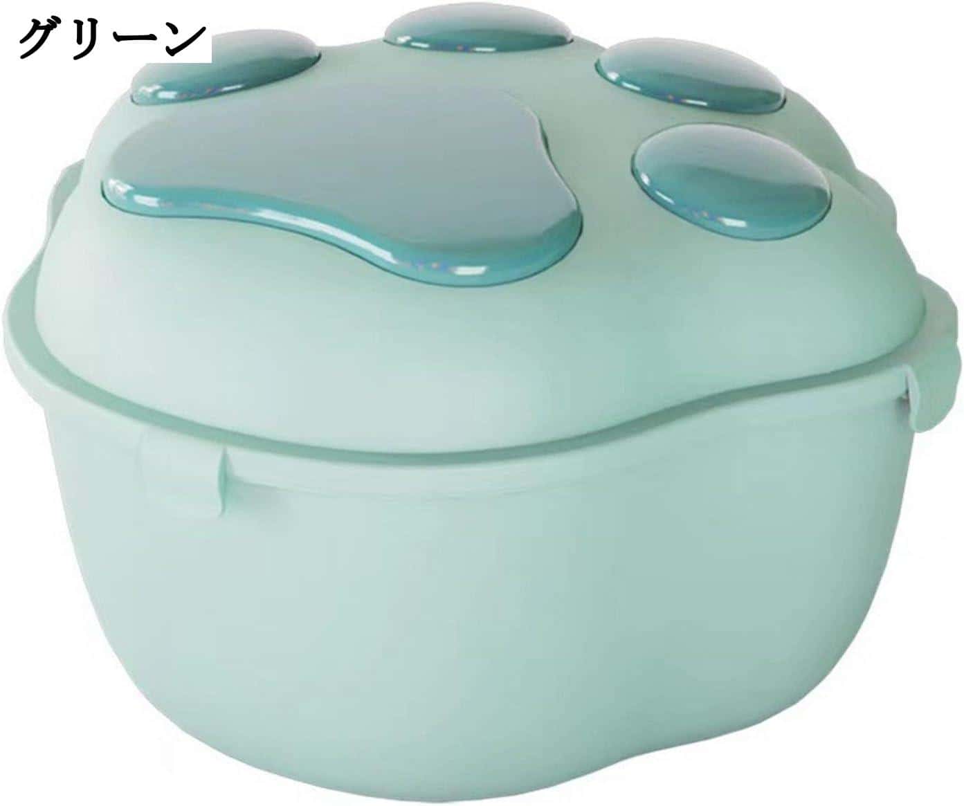 livemartのふた付き保存容器 グリーン 5kg用 キャットフード 大容量 ペットフードストッカー ピンク 31*36*20.5cm 8kg用 犬猫用 湿気防止 グレー 餌収納 ブルー 肉球デザイン 食糧ストッカー 34*34*27cm｜アングル2