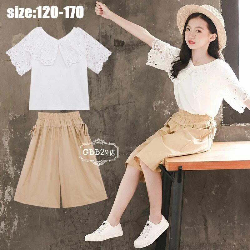 女の子 130 ショートパンツ 半袖 150 夏 可愛い 160 通学 五分丈パンツ tシャツ リ...