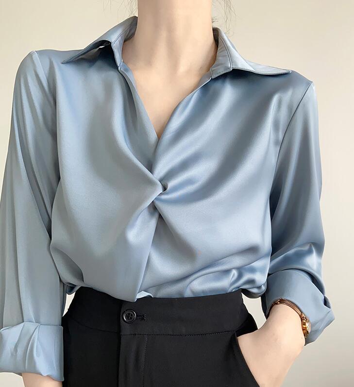 夏 レディース長袖 オフィス OL フォーマル シャツ オフィスシャツ 無地 L シャツ 通勤 M レディース 夏服 オフィス 大人 女性 送料無料 トップス 事務服 S ブラウス 女性 カジュアル ブラウス 長袖 おしゃれ シャツ ビジネス 仕事用 高級感シャツ スーツ ブルー doops-10043549 livemart サンプル画像2