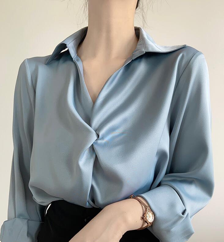 夏 レディース長袖 オフィス OL フォーマル シャツ オフィスシャツ 無地 L シャツ 通勤 M レディース 夏服 オフィス 大人 女性 送料無料 トップス 事務服 S ブラウス 女性 カジュアル ブラウス 長袖 おしゃれ シャツ ビジネス 仕事用 高級感シャツ スーツ ブルー doops-10043549 livemart サンプル画像3