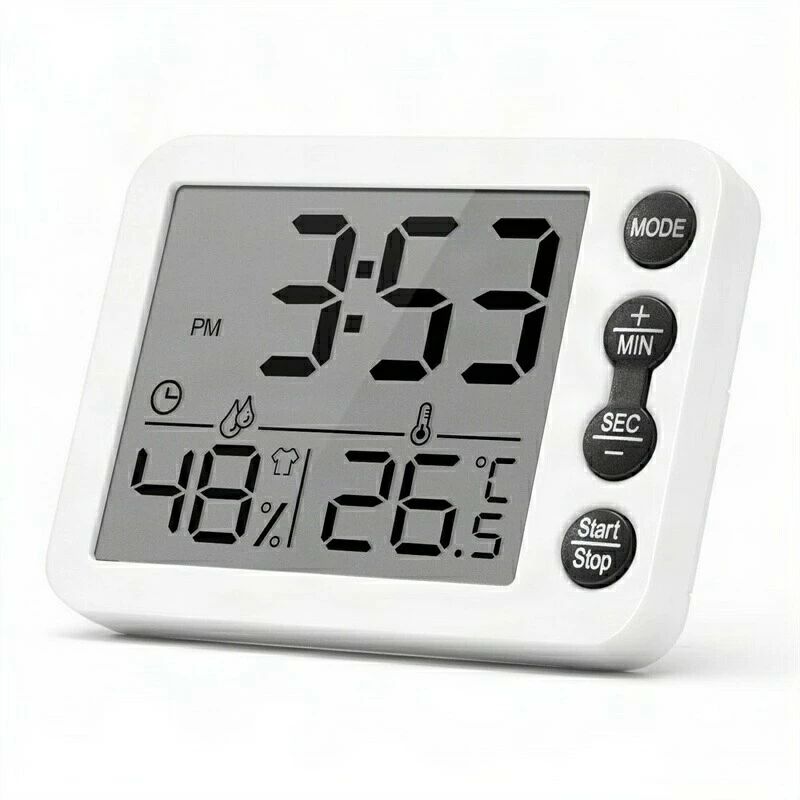 Timers - デジタルギフト デジタル マグネット付き 温度計 キッチンタイマー デジタルカメラ 置き掛け両用 快適レベルマーク 多機能 デジタルインナーミラー 大画面 湿度計 デジタル時計 時計 タイマー 目覚まし時計 勉強タイマー ｜ デジタルフォトフレーム