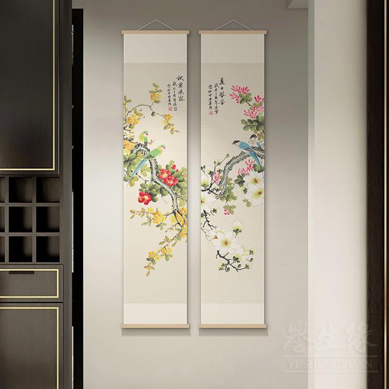 乐天商城 - インテリア 書斎 プレゼント エレガント 花鳥 玄関 オシャレ 梅蘭竹菊 記念日 キャンバス 四君子 絵画 スリム 掛け軸 モダン 誕生日 チャイナ風 インクジェット 防水 床の間