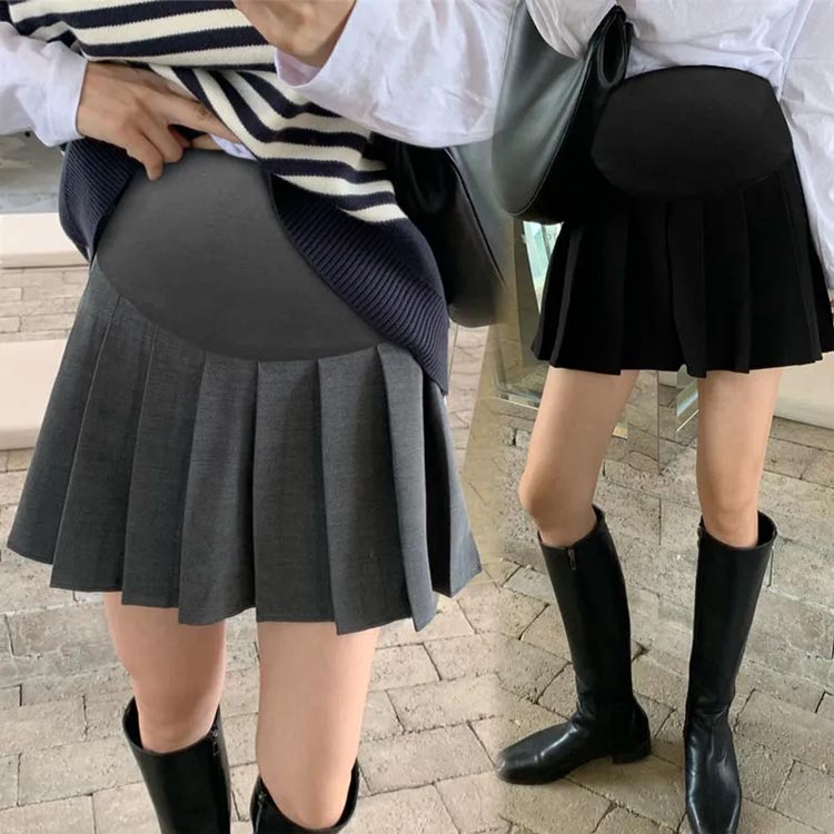 シンプル マタニティスカート 可愛い アジャスター付き お洒落 ショートスカート ...
