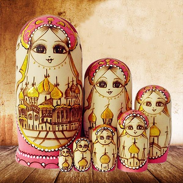 洋風 おしゃれ 誕生日 部屋 手描き かわいい インテリア 木製品 北欧雑貨 ギフト ja010h2h2h2 工芸品 クリスマス ロシア 人形 雑貨 ハロウィン マトリョーシカ 7個組18センチ キッズ 子供 プレゼント 人形 おもちゃ 飾り オブジェ