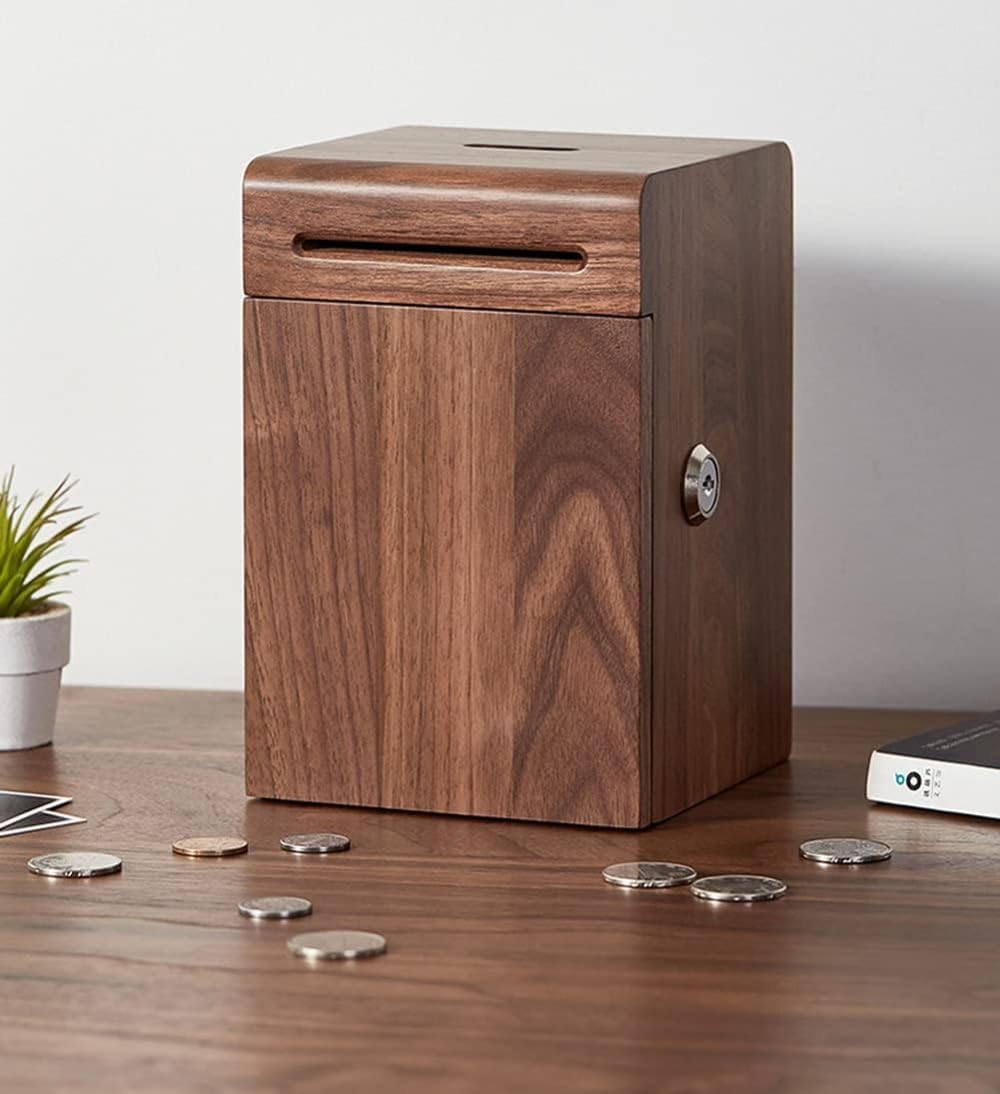 Coin Banks - アンティーク調 おもちゃ箱 コインケース 貯金箱 木製 お札 宝箱 トレジャーボックス 【送料無料】ギフト プレゼント 鍵付き 誕生日金庫 貯金箱 貯金箱 収納ケース インテリア 鍵付き コイン 子供 木製 収納箱 コイン入れ