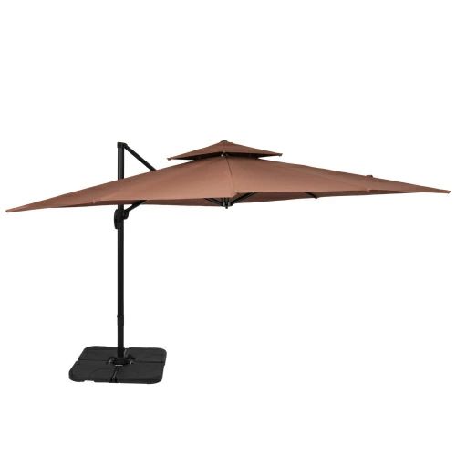 Parasols - 家庭での使用 2層 パラソル ガーデンパラソル 海辺 対策角度調整 直径300cm プレゼント アルミ製 送料無料 長方形 商業利用 庭 ギフト 日傘 ガーデニング 贈り物 ビーチパラソル キャンプ プール 30+UPF紫外線 海の家 専用ベース付き 大型
