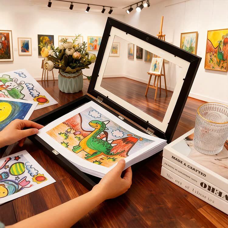 木枠 折れない 保育園 50〜150枚 飾り 子供用 絵画 アート 幼児 大容量 横縦兼用 2個セット A3 アートフレーム ポスター 木製 額縁 壁掛け 交換可能 作品ディスプレイ 2個セット 収納 作品 フレーム 子供の絵 ディスプレイ 幼稚園 [2]