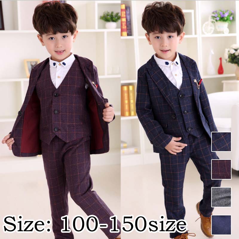 Suits, Tuxedos （Boys） - パープル 子供スーツ 卒業式 入園式 フォーマル ネイビー 卒業式 演奏会 フォーマル 5点セット 男の子 入学式 子供 お呼ばれ 男の子 男の子 結婚式 七五三 発表会 スーツ 子供スーツ お得なスーツ5点セット ネイビー/グレー/チェック柄 タキシード