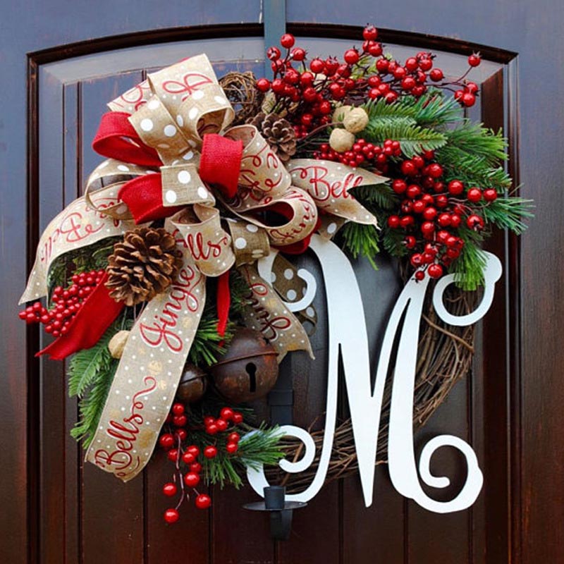 Wedding Celebration - ギフト christmas ホーン籐 丸いリース クリスマスプレゼント wreath 玄関 おしゃれ ナチュラル 北欧 直径30cm クリスマススワッグ 装飾 ディスプレイ 3種類選べる クリスマスリース 送料無料 プレゼント 店舗 直径45cm 玄関 クリスマス
