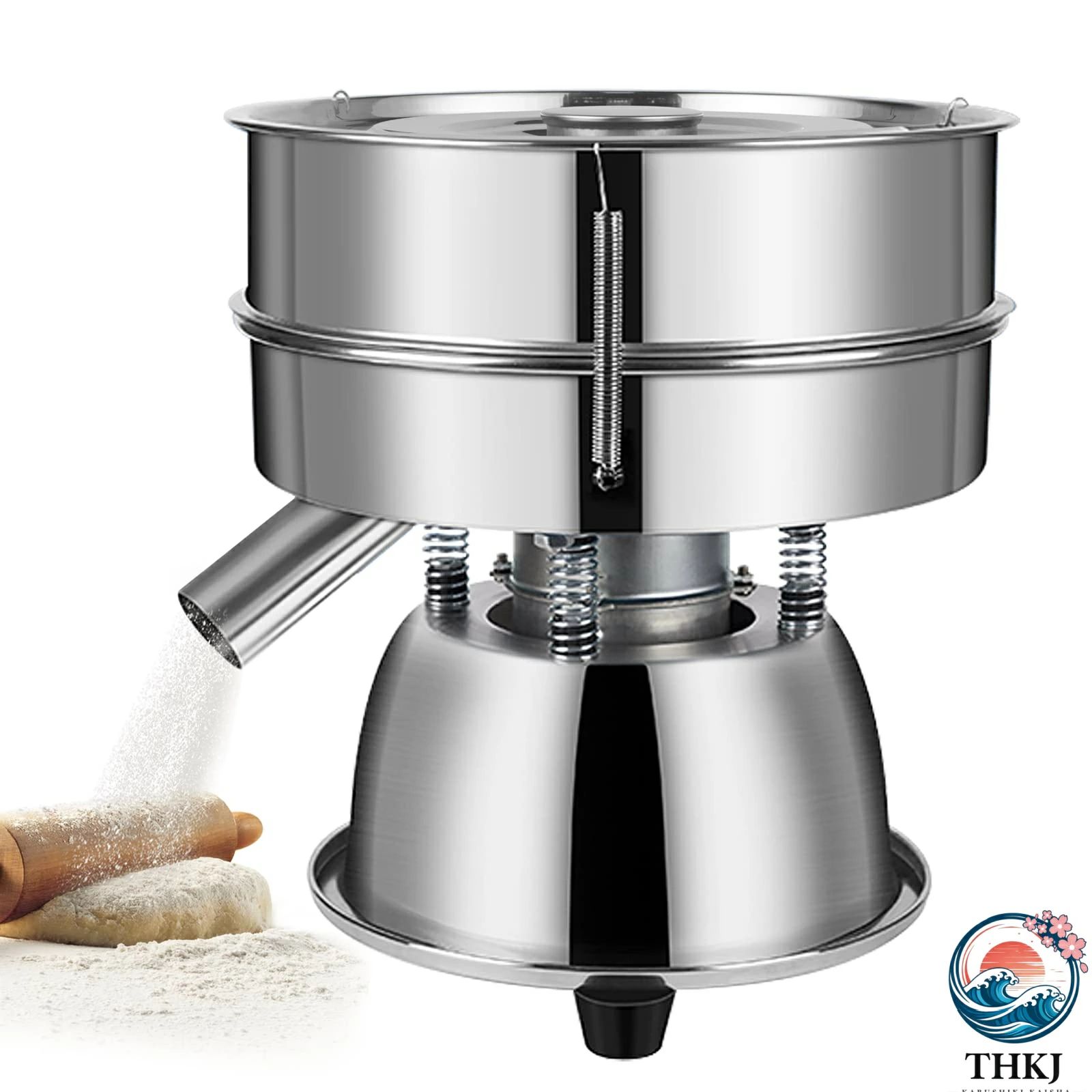 Mixer - ふるい枠の高さ10cm 電動ふるい機 振動 小型 110V (80メッシュのスクリーン*1) 蓋付き 80メッシュ付き 粉ふるい機 ステンレス製