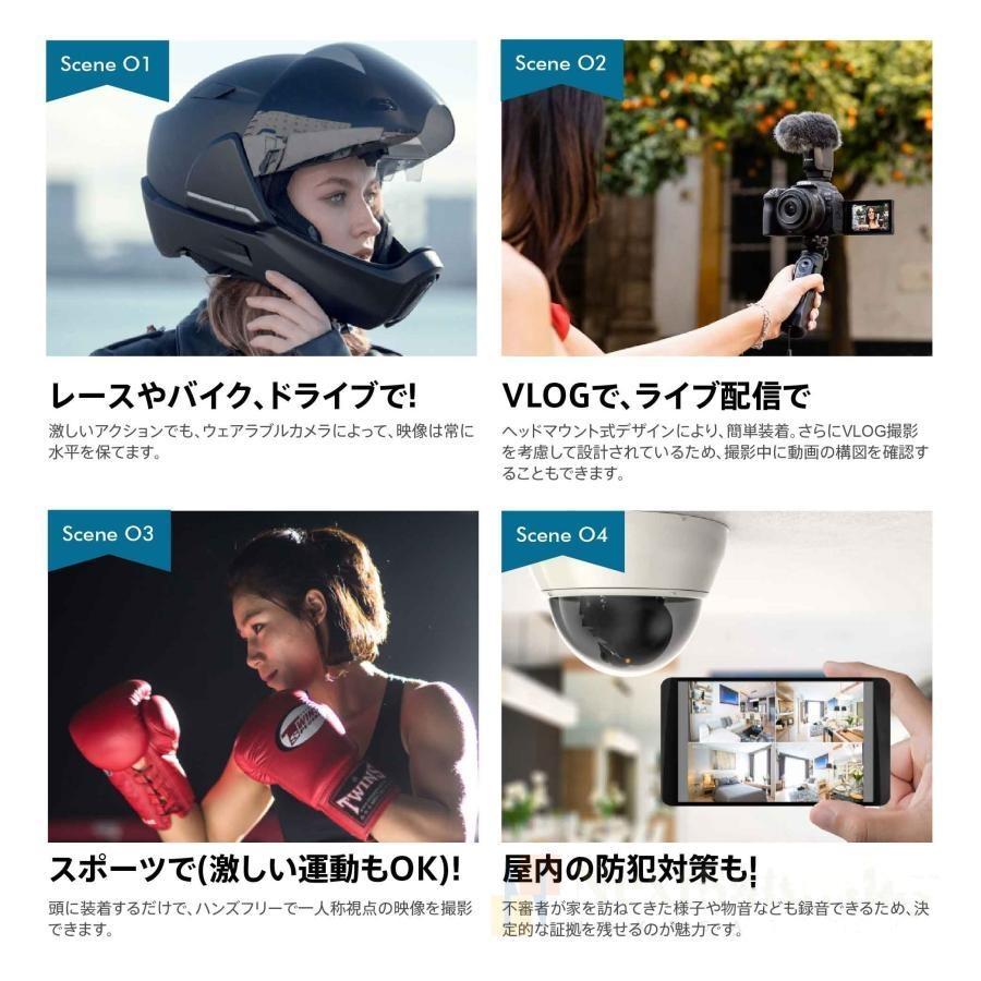 30FPS 2200mAh 4K ヘッド マウント ビデオカメラ ヘッド アクションカメラ ウェブ...