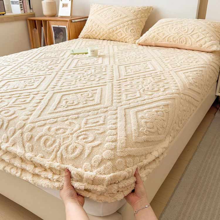 可愛い 敷布団カバー ベッドカバー マイクロファイバー 冬 BOXシーツ 厚手 寝具 あったか 発熱 ボックスシーツ もこもこ 冬用 シングル ベッドシーツ セミダブル ボックスシーツ ハート柄 敷きパッド 一体型敷きパッド [3]