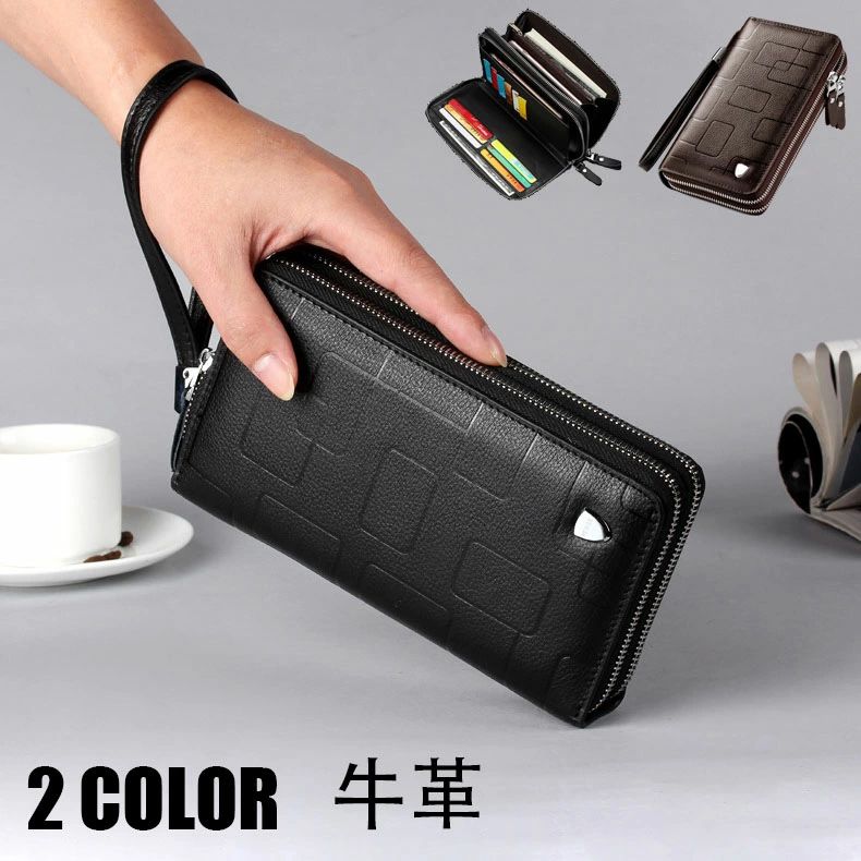 乐天商城 - 長財布 収納 サイフ 牛革 ウォレット カード 二つ折り 本革 送料無料 小銭入れ メンズ 多機能 財布 ビジネス 大容量 ロング スマホバッグ スマホ入れ ダブルファスナー