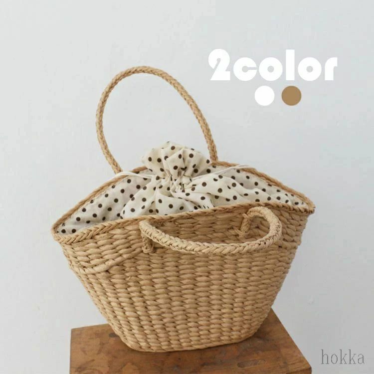 Tote Bag Type - 手提げバッグ かわいい ピクニック かごバッグ 軽量 ハンドバッグ レディース ビーチ 草編みバッグ 夏バッグ 2色 麦わらバッグ 海 オシャレ トートバッグ