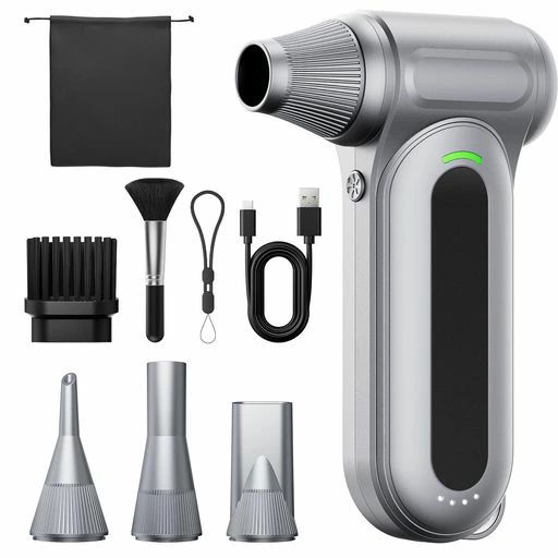 【家電批評ベストバイ受賞】エアダスター無段階&4段階風量調整電動ブロワー小型ブロアー300000RPM高速回転強力150m/sな風速4種類ノズルLEDライト収納袋付きUSB-C充電式PC掃除/エアコン/キーボ…