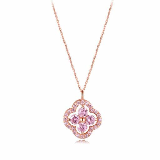 Necklace - [Freebird]4つ葉クローバーネックレスレデイース「幸運の象徴」シルバー925金属アレルギーペンダントピンクジルコニアアクセサリー誕生日ギフト女性ジュエリー人気ホワイトデー母の日プ…