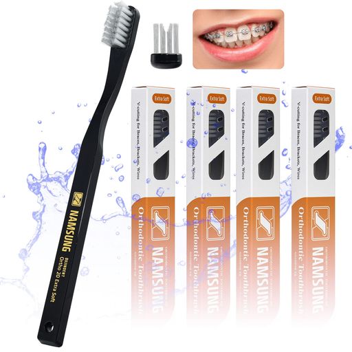 DujindentNAMSUNG(南成)V-cutting歯科矯正歯ブラシ矯正患者用歯ブラシ、矯正器具装置歯ブラシ、歯形修整(CompactExtraSoft4本)