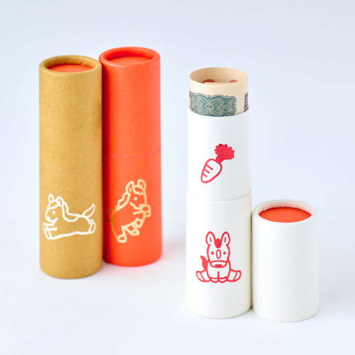 大成紙器製作所POCHI-PON ポチポン うま／てらおかなつみ 3個入り［中川政七商店］［ポチ袋筒型正月お年玉お菓子手紙印鑑ケース］