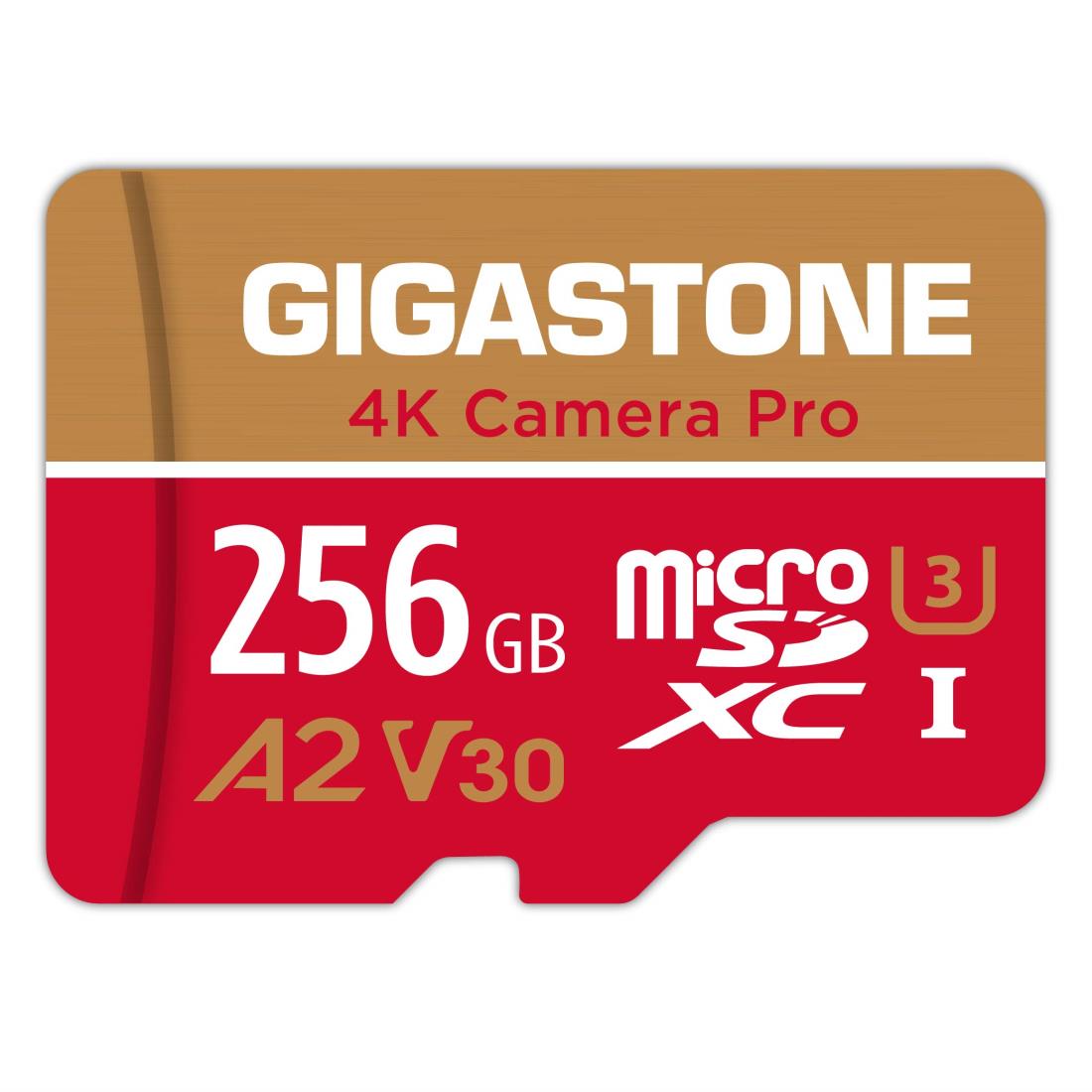 Gigastone マイクロSDカード 256GB A2 V30 Ultra HD 4K ビデオ録画 Gopro アクションカメラ スポーツカメラ 高速4Kゲーム 動作確認済 100MB/s マイクロSDXC UHS-I U3 Class 10 SD変換アダプタ付き Nintendo Switch