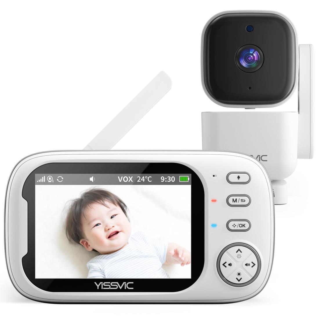 YISSVIC ベビーモニター 回転カメラ 双方向音声通信 見守りカメラ 720Pベビーカメラ 音検知 温度検知 遠隔監視カメラ 出産祝いプレゼント 日本語取扱説明書付 (3.5インチ)