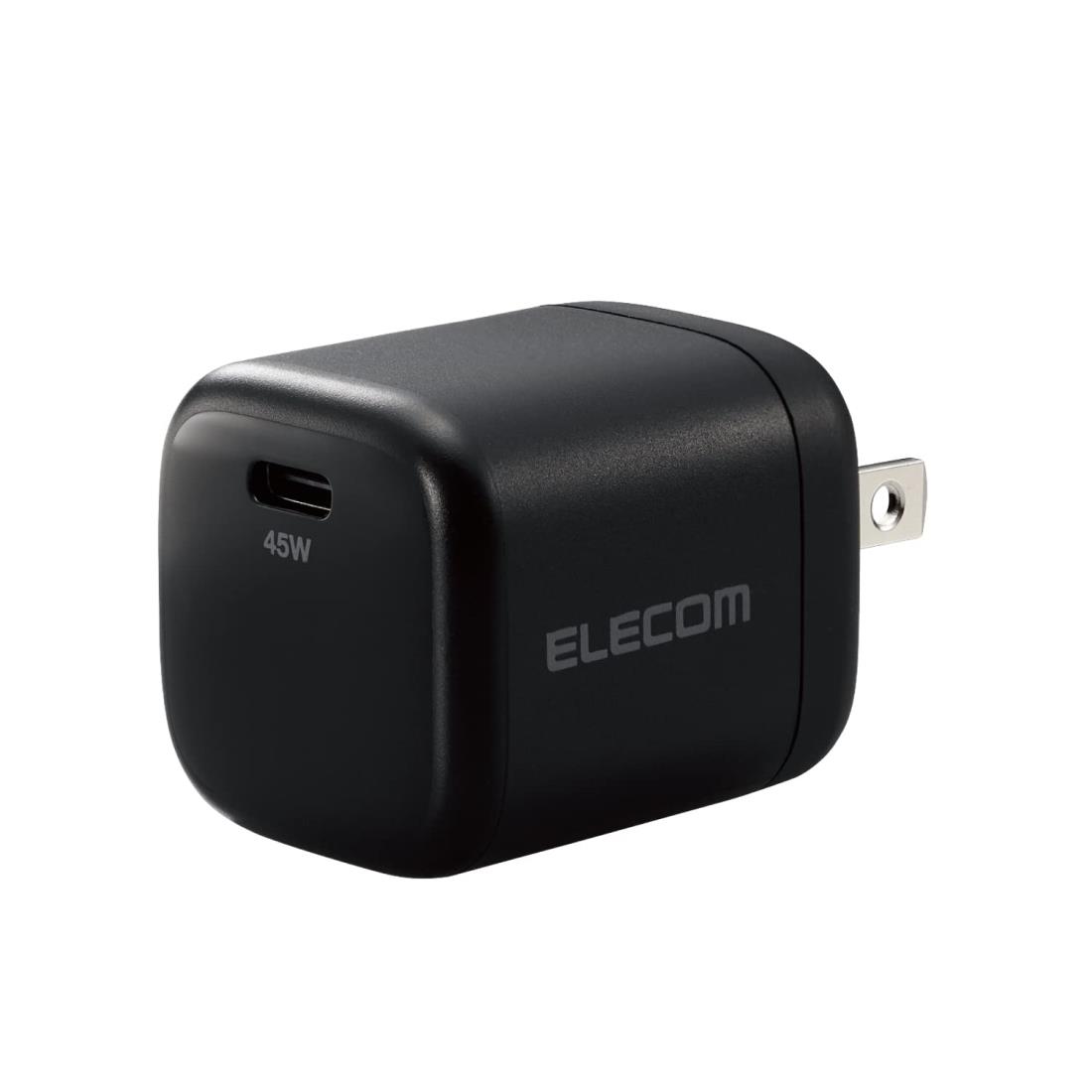 エレコム 急速 充電器 Type-C USB PD対応 45W USB-C×1 小型 軽量 折りたたみ式プラグ [PD3.0対応/PPS規格対応/Gan採用] 【iPhone15/iPad/Macbook Air/Surface その他 PD45Wの規格内で充電可能な機器】 ブラック EC-AC13BK