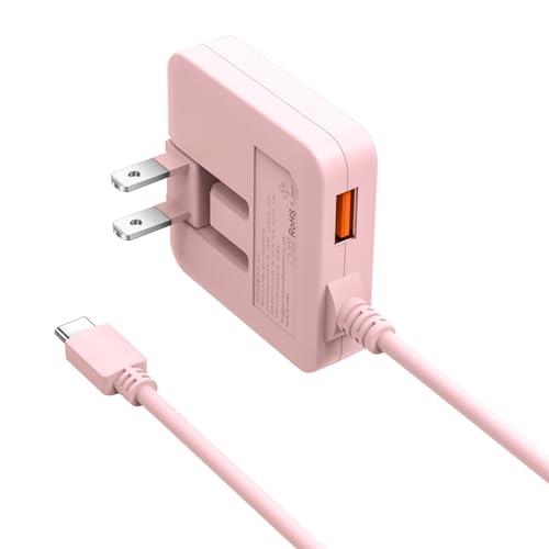 【最新薄型】PD20W 充電器 USB-C 急速 充電器 Type-Cケーブル (PD20W&QC3.0/合計3.4A/1つUSB-Aポート/折畳みプラグ/PSE認証済) ACアダプター コンセント 軽量 スマホ充電器 iPhone15適用/Android/ゲーム機などその他対応 ピンク