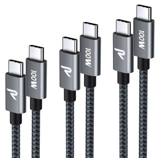 【3本セット 1m+1m+2m】RAMPOW USB C ケーブル PD3.0対応 100W/5A 超高速充電 USB-C & USB-C ケーブル データ転送 断線防止 高耐久ナイロン iPhone 16/iPhone 15シリーズ充電ケーブル MacbookPro/iPad Pro&Air/Galaxy/SonyなどType C機種対応 黒 【3本セット 1m+1m+2m】RAMPOW USB C ケーブル PD3.0対応 100W/5A 超高速充電 USB-C & USB-C ケーブル データ転送 断線防止 高耐久ナイロン iPhone 16/iPhone 15シリーズ充電ケーブル MacbookPro/iPad Pro&Air/Galaxy/SonyなどType C機種対応 黒