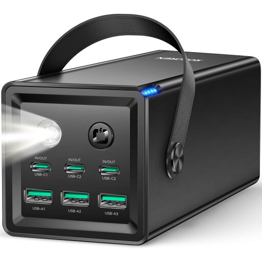 Rocorenモバイルバッテリー大容量 (50000mAh・67.5W出力) 6ポート 3 USB-C+3 USB-A 入出力PD3.0 22.5 W急速充電対応 ハンドル付 LED/SOSライト搭載 縦置型コンパクト アウトドア/防災iPhone16/15スマホ/iPadなど対応 PSE技術基準適合 Rocorenモバイルバッテリー大容量 (50000mAh・67.5W出力) 6ポート 3 USB-C+3 USB-A 入出力PD3.0 22.5 W急速充電対応 ハンドル付 LED/SOSライト搭載 縦置型コンパクト アウトドア/防災iPhone16/15スマホ/iPadなど対応 PSE技術基準適合