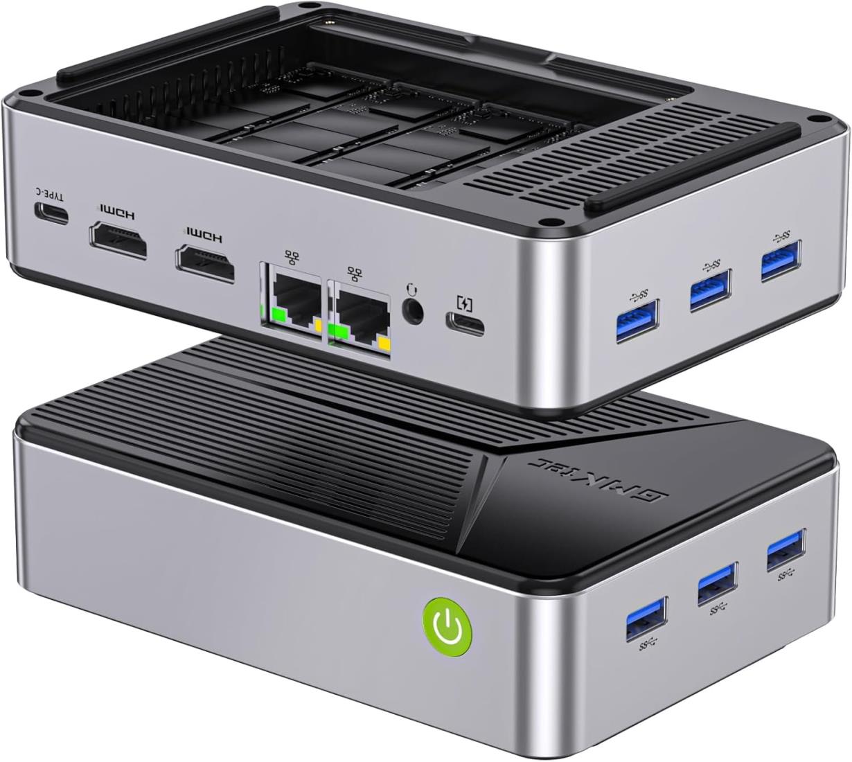 GMKtec NucBox G9 ミニpc インテルTwin Lake-N150 mini pc 4ベイNAS LPDDR5 12GB SSD 2TB ソフトルーター 4K三画面対応 WIFI6 & デュアル 2.5G LAN 静音冷却設計 デュアルOS対応（Windows 11 Pro & Ubuntu） (Intel 150 12GB+64GB+2TB)