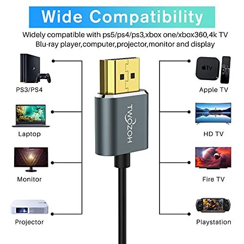 Twozoh HDMIケーブル 柔らか 0.3M HDMIケーブル細線 ハイパースリム HDMI 2.0ケーブル 軽量 4K HDMI短い 極細3D/4K@60Hz 2160P 1080P