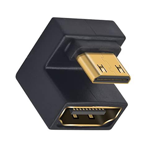 Duttek 8K U字型ミニHDMI HDMIアダプター UHDアップアングル ミニHDMIオス HDMIメスアダプター 180度アダプター 48Gbps LEDライト付き カメラ プロジェクター用 1パック適格請求書行可