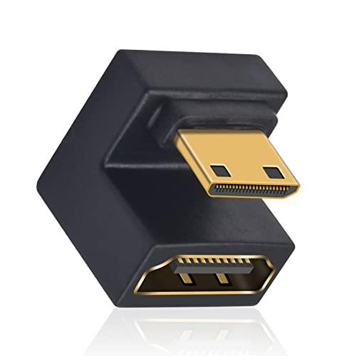 Duttek 180度ミニHDMI HDMIアダプター 8K U字型HDMIミニHDMIアダプター 48Gbps UHD ダウンアングル ミニHDMIオスHDMIメス延長コンバーター カメラ/プロジェクター用 1パック適格請求書行可