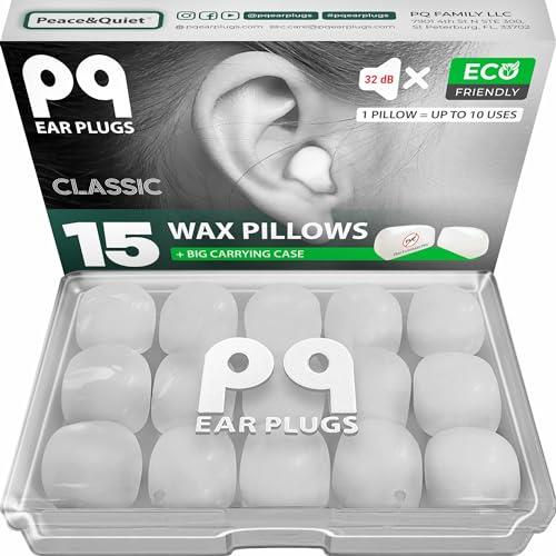 PQ 睡眠用シリコン耳栓 - 睡眠と水泳用の15個のシリコン耳栓 - ゲル耳栓によるノイズキャンセリングと耳の保護 - 遮音レベル32 dBの睡眠用耳栓、15個の枕のサムネイル