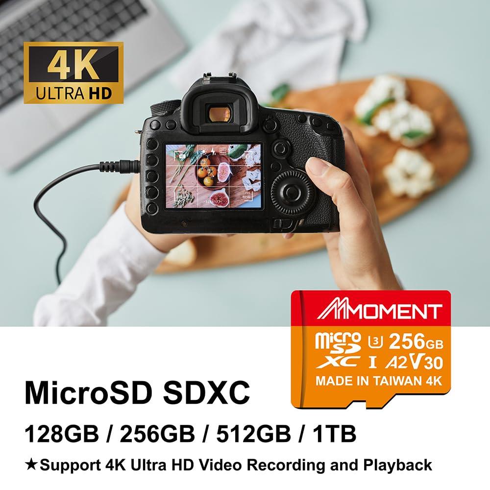 MMOMENT 256GB A2V30 MicroSDXCカード Gopro対応 SDアダプター付【読込最大160MB/s】