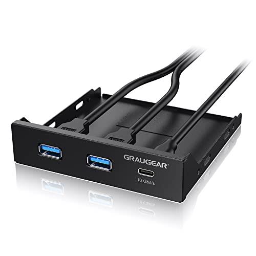 GRAUGEAR 3.5 039 039 インチベイ対応 PCマルチフロントパネルに搭載 3ポートハブ USB 3.2 Gen2 Type-C USB-Cポート USB 3.0コンピューター用 3.5インチコンピューターシャーシのフロントブラケットに適合 G-MP01