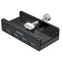 ORICO USB3.0 ハブ 4ポート 5Gbps高速 クリップ式 USBハブ バスパワー アルミニウム合金 HUB パソコン/テーブルの縁に固定でき 1.5mUSB延長ケーブル付 軽量 ブラック MH4PU-BK