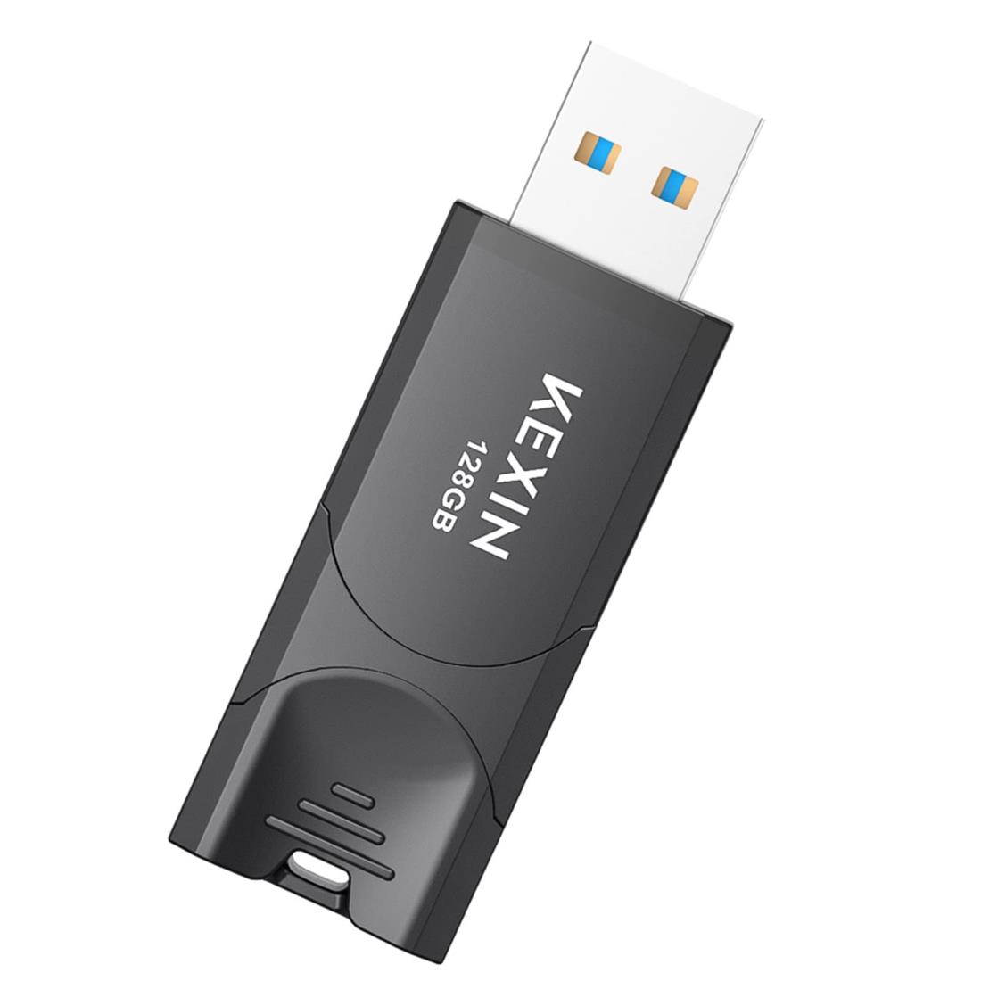 KEXIN USBメモリ 128GB USB3.0 USB3.2(Gen1)/3.1(Gen 1) フラッシュドライブ 高速データ転送 読取最大80MB/秒 大容量 フラッシュメモリ USBメモリースティック スライド式 Windows PCに対応 黒