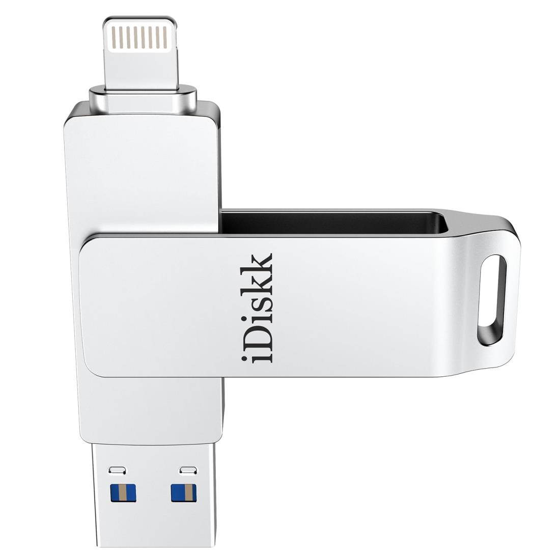 APPLE MFi認証 iDiskk 128GB iPhone USBメモリ 外付けフラッシュドライブ usbディスク アイフォン用ハードドライブ lightningコネクタ搭載 iOS外部ストレージ メモリー拡張 容量不足解消 プラグ&プレイ ワンクリック自動バックアップ Photo Stick パスワード保護 PC/iPhone/i