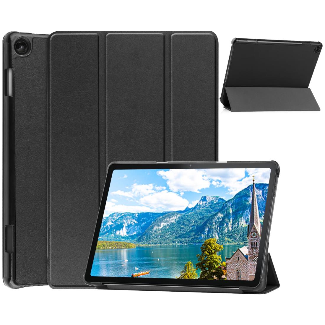 NEC LAVIE Tab T10d ケース 新型NEC LAVIE Tab T10d 10.1インチ カバー スタンド機能付き 保護ケース NEC LAVIE Tab T10d タブレット ケース 三つ折 高級PU レザー カバー キズ防止 薄型 超軽量 全面保護型 ケース 耐衝撃 NEC LAVIE Tab T10d 対応(ブラック)