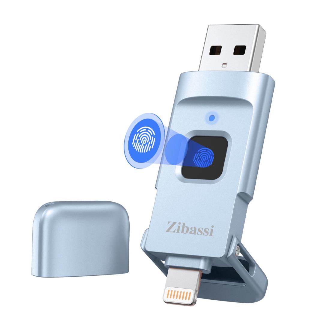 Zibassi【MFI認証取得 高速認識】指紋認証 USBメモリiPhone用USBメモリ128GB スマホ usbメモリUSB 3.0 ..