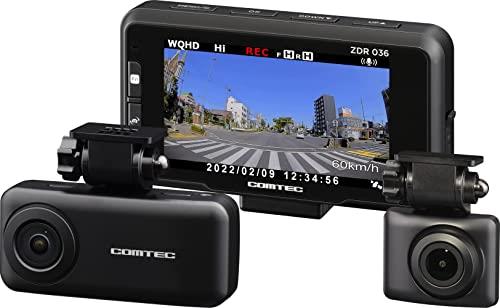 コムテック 車用 前後2カメラ ドライブレコーダー ZDR036 前後370万画素 WQHD ドップラーセンサーによる駐車監視動体検知機能 GPS搭載 後続車両接近お知らせ機能 安全運転支援機能搭載 高速起動