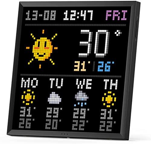 Divoom Pixoo 64 デジタルフレーム64*64 ピクセルアートフレーム ドット絵表示 備えたデジタルフォトフレーム–楽しいピクセルアニメーション用の電話APPコントロール、スマート壁掛け時計、ピクセルペインティング -黒