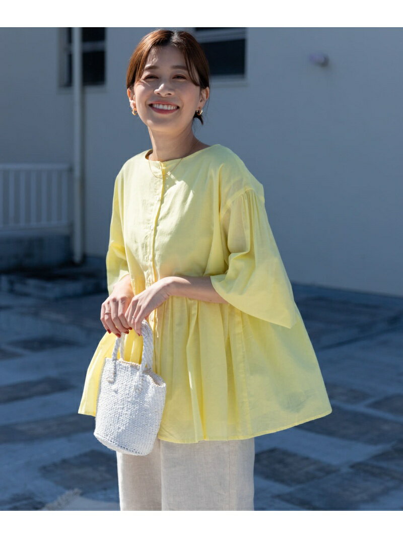 【SALE／25%OFF】コットンボイル2WAYギャザーブラウス DOORS アーバンリサーチドアーズ トップス シャツ・ブラウス イエロー ベージュ ネイビー【RBA_E】【送料無料】[Rakuten Fashion]のサムネイル