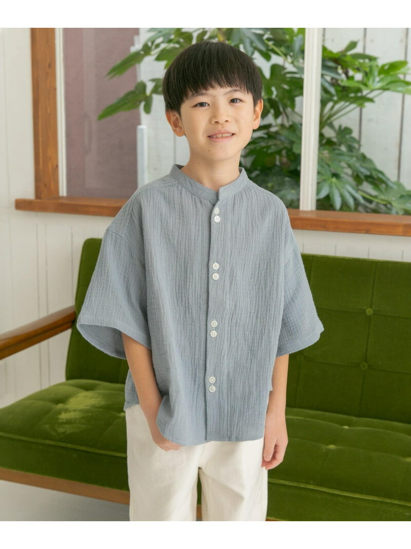 Wガーゼバンドカラーシャツ(KIDS) URBAN RESEARCH DOORS アーバンリサーチドアーズ トップス その他のトップス ブルー グレー