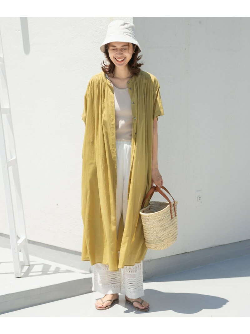 【SALE／10%OFF】コットンボイルハーフスリーブワンピース URBAN RESEARCH DOORS アーバンリサーチドアーズ ワンピース・ドレス ワンピース イエロー ブラウン ブルー ブラック【RBA_E】【送料無料】[Rakuten Fashion]のサムネイル